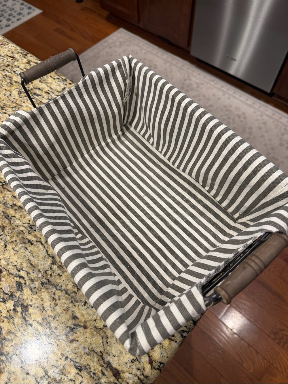 Rae Dunn Black Wire Basket with Striped Liner - Picture 2 of 4